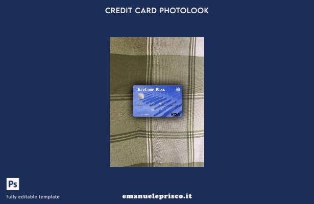 modello frontale photolook per carta Visa USA KeyCorp Bank in stile verificato
